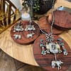 Necklace Set German Silver Green Monalisa stone