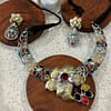 Necklace Set German Silver Green Monalisa stone