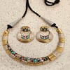 Necklace Set with Earrings in Brass and German Silver Boho