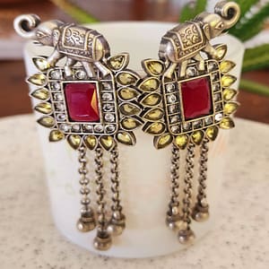 Bohe Sydney Earrings Silver Colourful Indian traditional