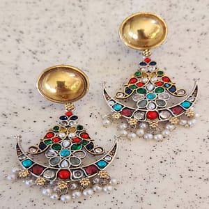 Bohe Sydney Earrings Silver Colourful Indian traditional