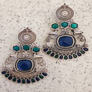 Bohe Sydney Earrings Silver Colourful Indian traditional