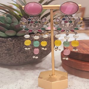 Bohe Sydney Earrings Silver Colourful Indian traditional