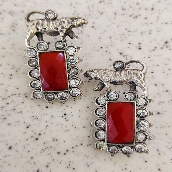 Bohe Sydney Earrings Silver Colourful Indian traditional