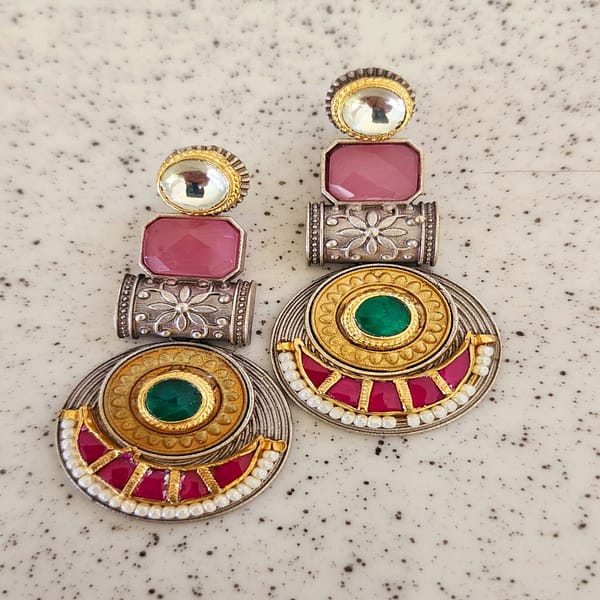 Bohe Sydney Earrings Silver Colourful Indian traditional