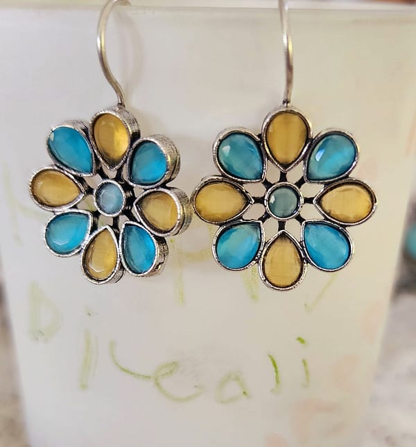 Bohe Sydney Earrings Silver Colourful Indian traditional