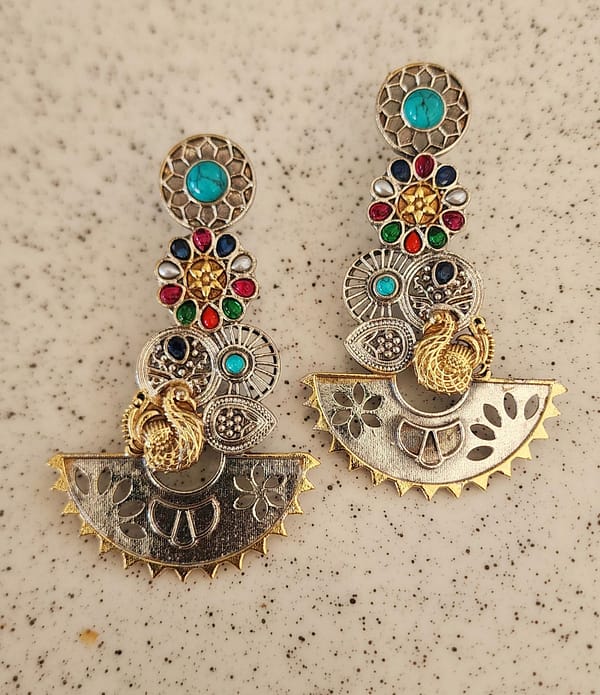 Bohe Sydney Earrings Silver Colourful Indian traditional