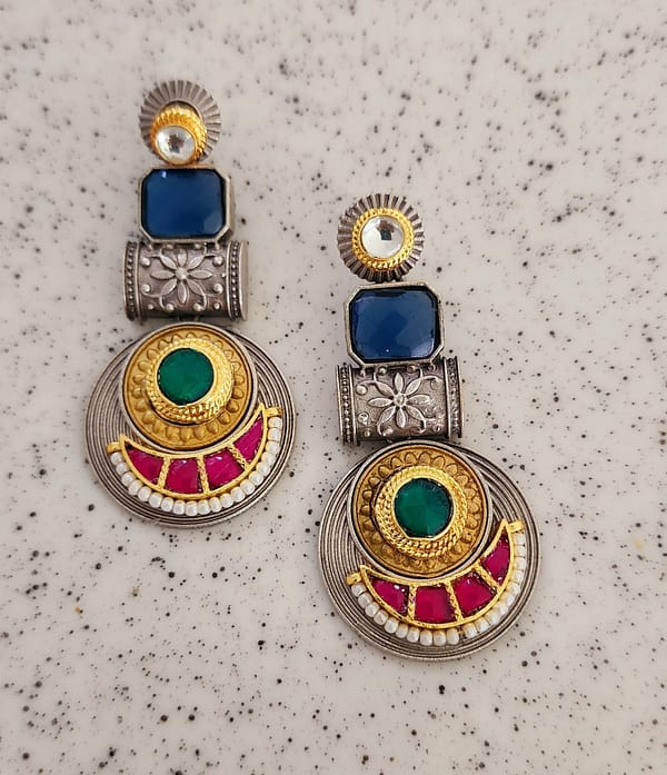Bohe Sydney Earrings Silver Colourful Indian traditional