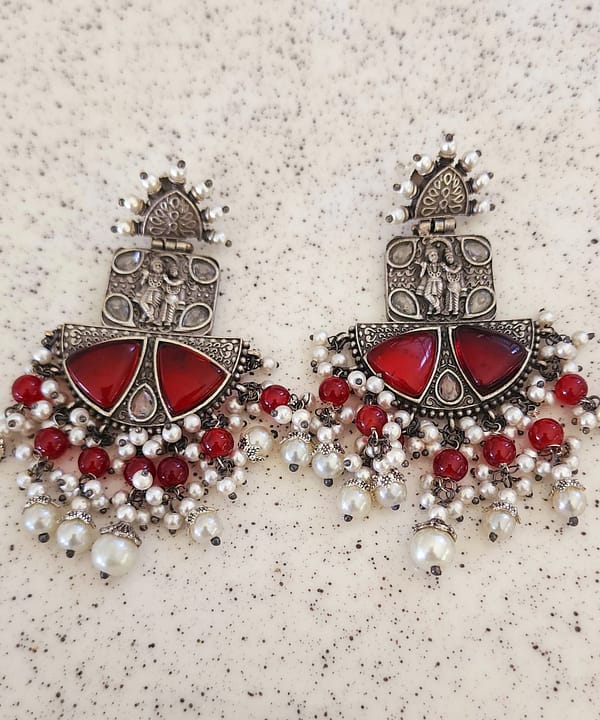Bohe Sydney Earrings Silver Colourful Indian traditional