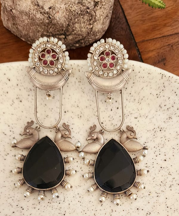 Bohe Sydney Earrings Silver Colourful Indian traditional