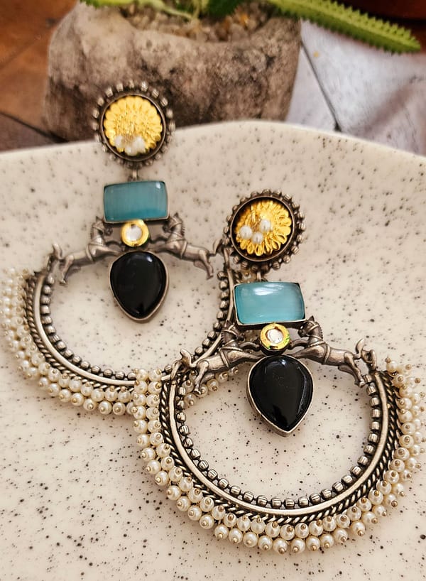 Bohe Sydney Earrings Silver Colourful Indian traditional