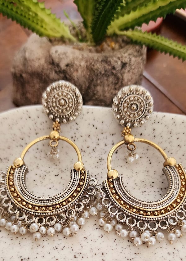 Necklace Set with Earrings in Brass and German Silver Boho