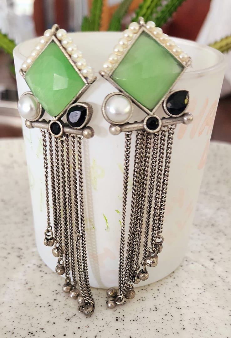 Bohe Sydney Earrings Silver Colourful Indian traditional